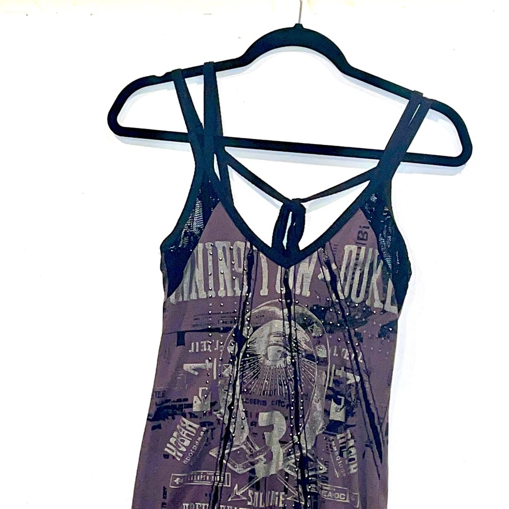 Salvage Spaghetti Strap Purple and  Black Top